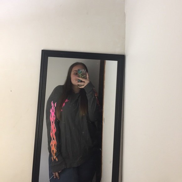 flirtitude long sleeve flame / fire t-shirt - Picture 1 of 5